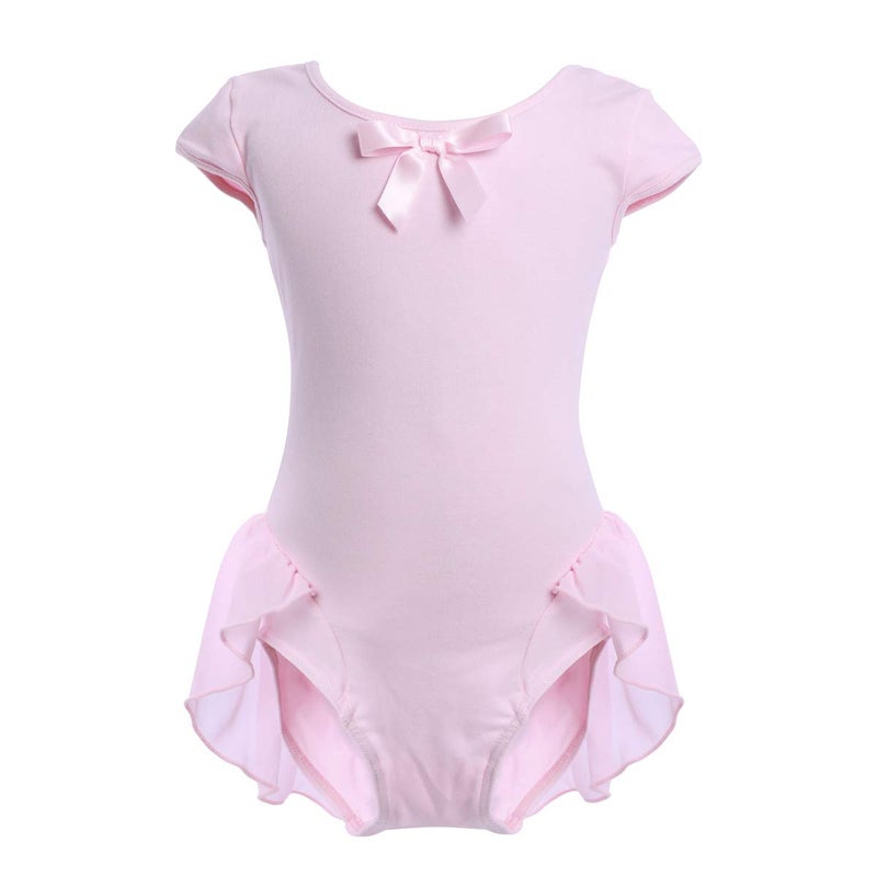 OBEEII Toddler Kid Girl Cap Sleeve Ballet Dress High Low Skirted Leotard Ballerina Gymnastic Dancewear Activewear Costume (Pink, 18-24 Months) - Image 1